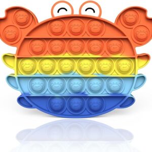 Push and Pop Bubble Sensory Fidget Toy, Silikon Sensorisches Zappeln Spielzeug, Angst Relief Finger Toys Autismus for ADHS Squeeze Toys (Regenbogenfarbene Krabbenformen)
