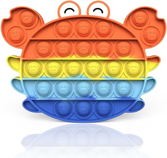 Push and Pop Bubble Sensory Fidget Toy, Silikon Sensorisches Zappeln Spielzeug, Angst Relief Finger Toys Autismus for ADHS Squeeze Toys (Regenbogenfarbene Krabbenformen)